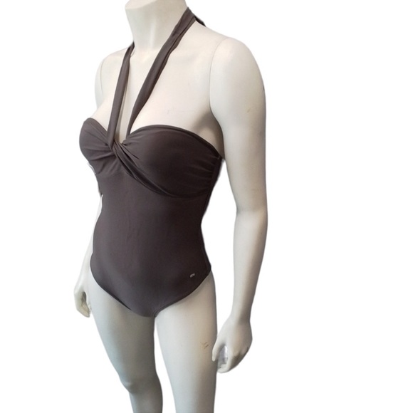 AGUA DOCE Chocolate Swimsuit Halter Medium Made in Brazil NEW - Picture 3 of 16